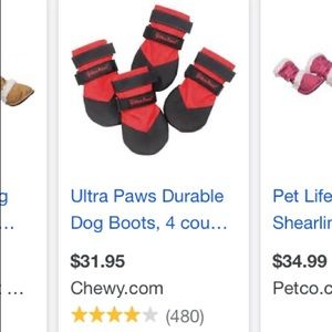 NEW! Ultra paws dog boots. Size small. Red & black